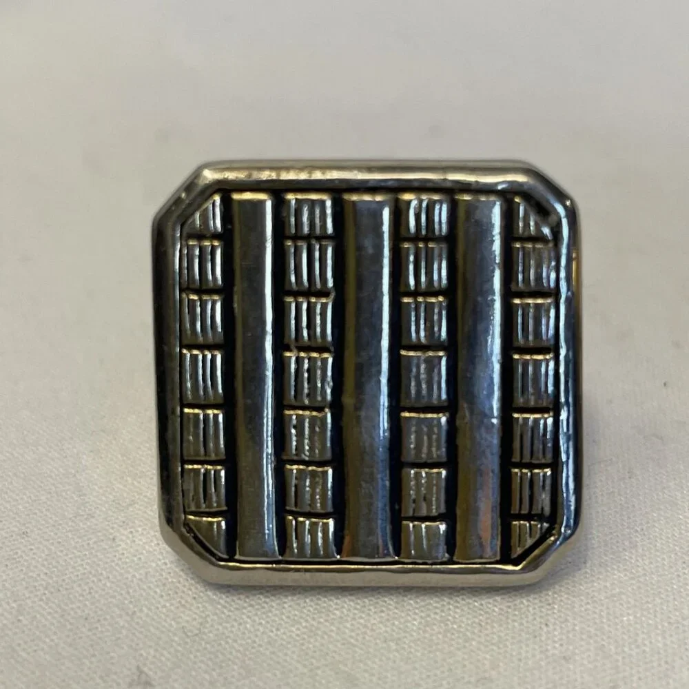Silver/Gold-tone Rectangular Textured Lined Pattern 7/8 in Cufflinks Vintage